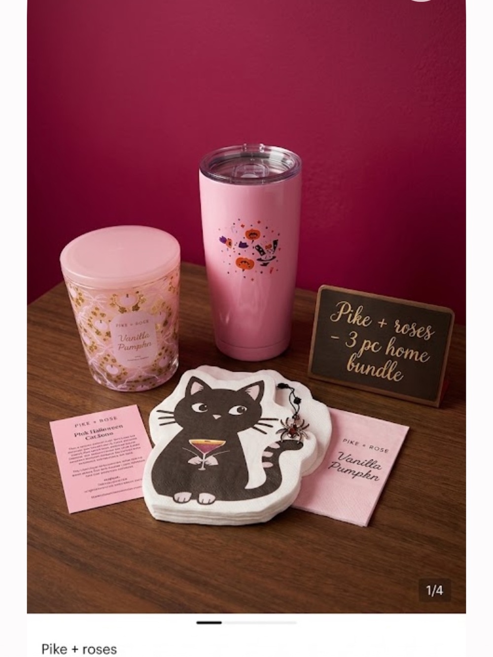 Pink Halloween Cat Cocktail Napkins - Pack of 20 candle pumpkin cups 3 pc